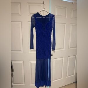 Elegant Blue Long Sleeve Dress